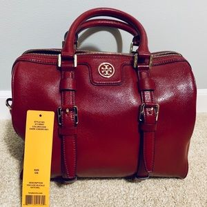 Tory Burch Vintage Buckle Satchel - Red